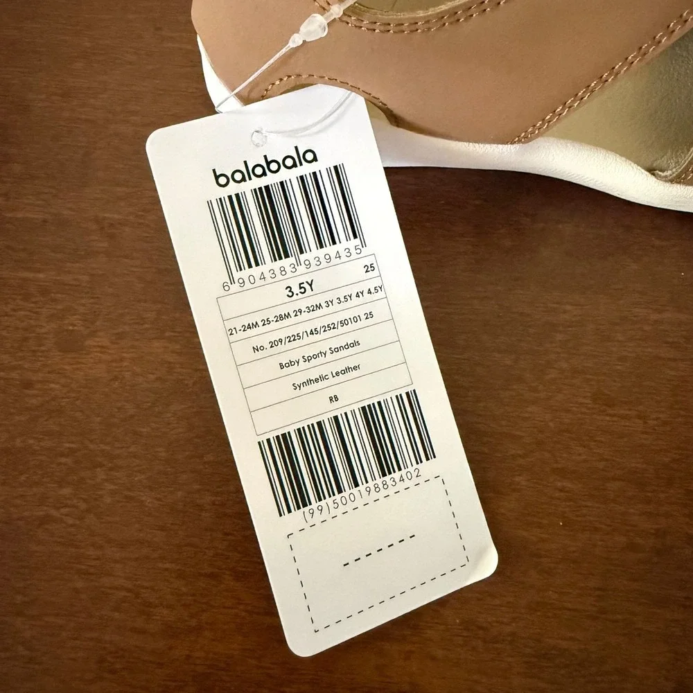 Balabala Baby Sporty Sandals Kids Size 25 8.5 Tan Brown NEW Hook & Loop